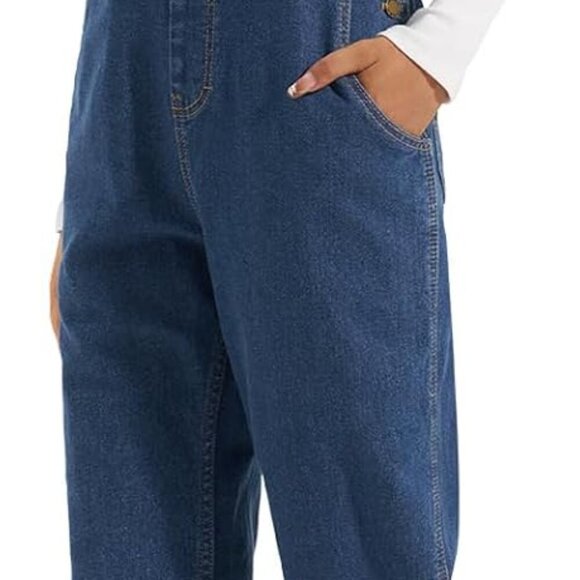 Stretchy Denim Overalls for Women, Womens Jean Bib Overall with Loose Fit, Ladie - Picture 2 of 5